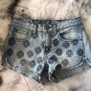 High waisted embroidered shorts